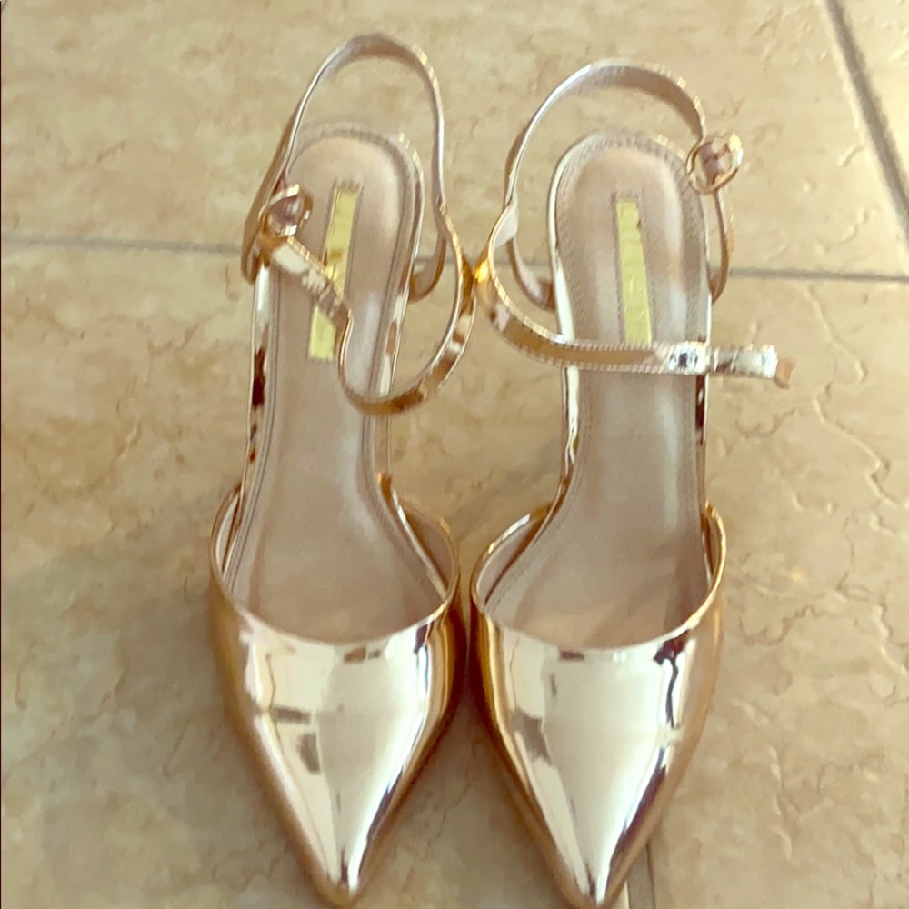Metallic gold heels